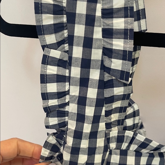 JCrew Navy and White Gingham Ruffle Top - Picture 7 of 7